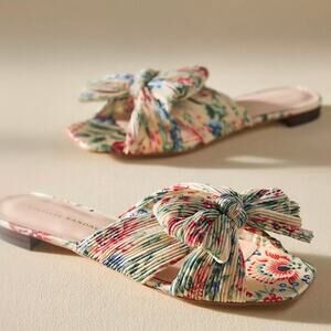 LOEFFLER RANDALL x ANTHROPOLOGIE | Daphne Floral Pleated Flat Sandals | Size 8.5